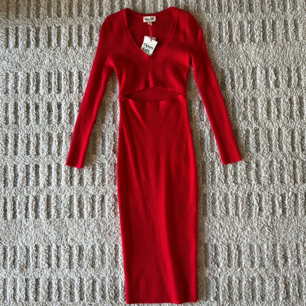 NWT Open Edit Red Knit Dress